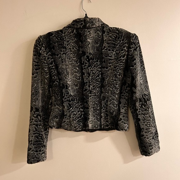 Vintage y2k Caché Faux Fur Cropped Jacket Size Small - Picture 3 of 5
